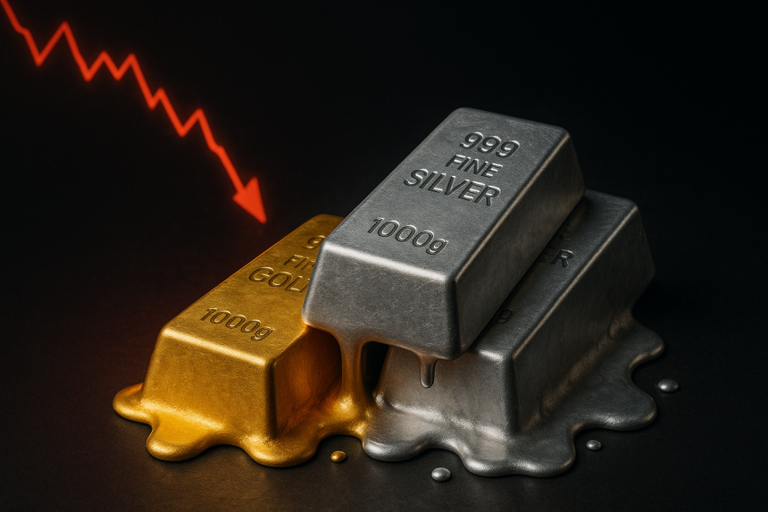 По драгметаллам сегодня очень сильное падение внутри одного дня